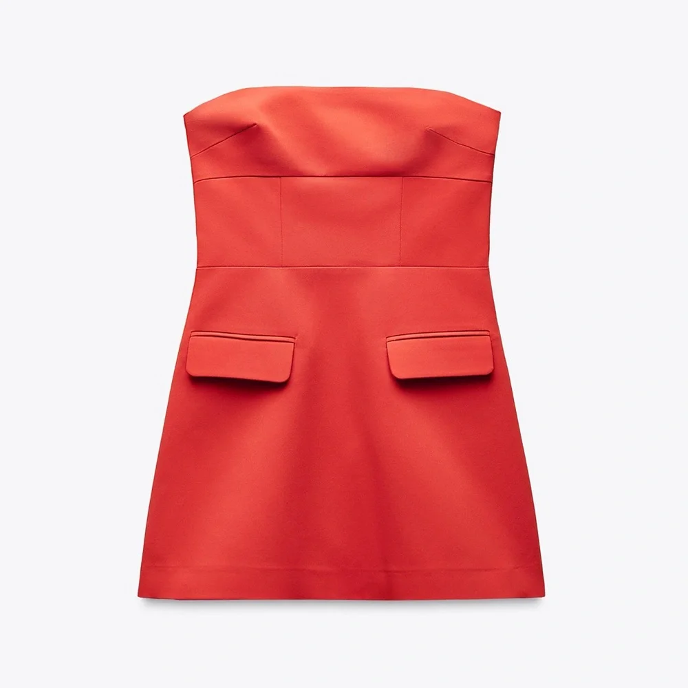 Zara Red Strapless Mini Dress - Picture 5 of 9